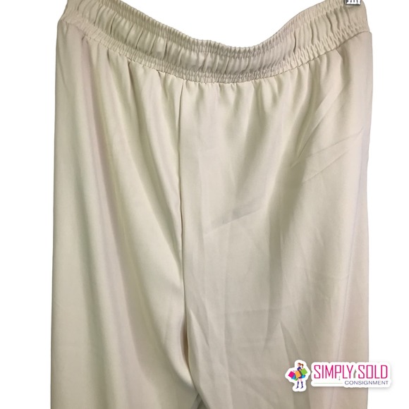 Melloday Women's Pants Drawstring Pull On White Stretch Pocket Trouser Bone Sz L - Picture 5 of 9